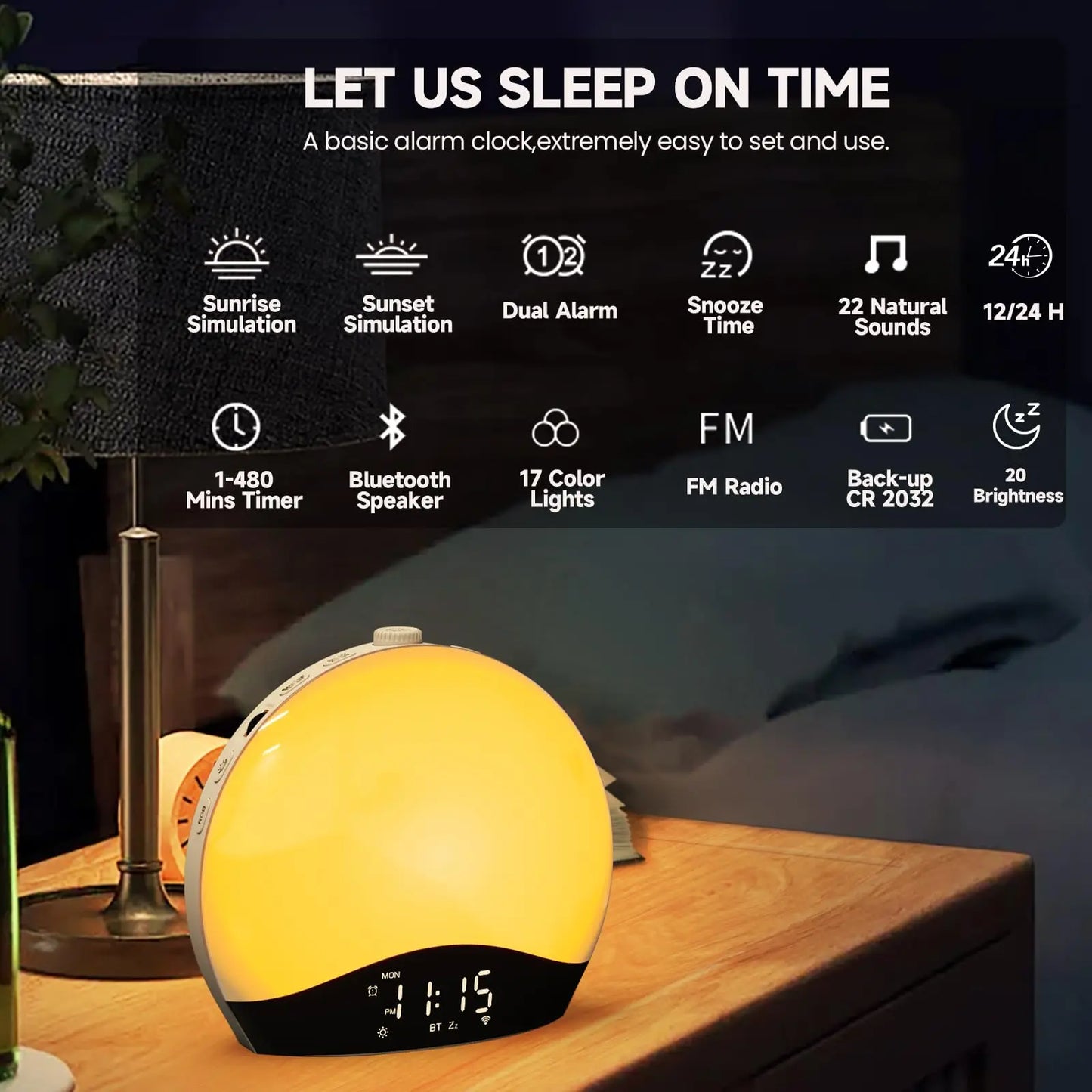 Réveil Lumineux Bluetooth : Commencez vos journées en douceur avec une lumière imitant le lever du soleil et écoutez vos morceaux préférés grâce au haut-parleur Bluetooth intégré. Un réveil harmonieux pour un matin revitalisant.