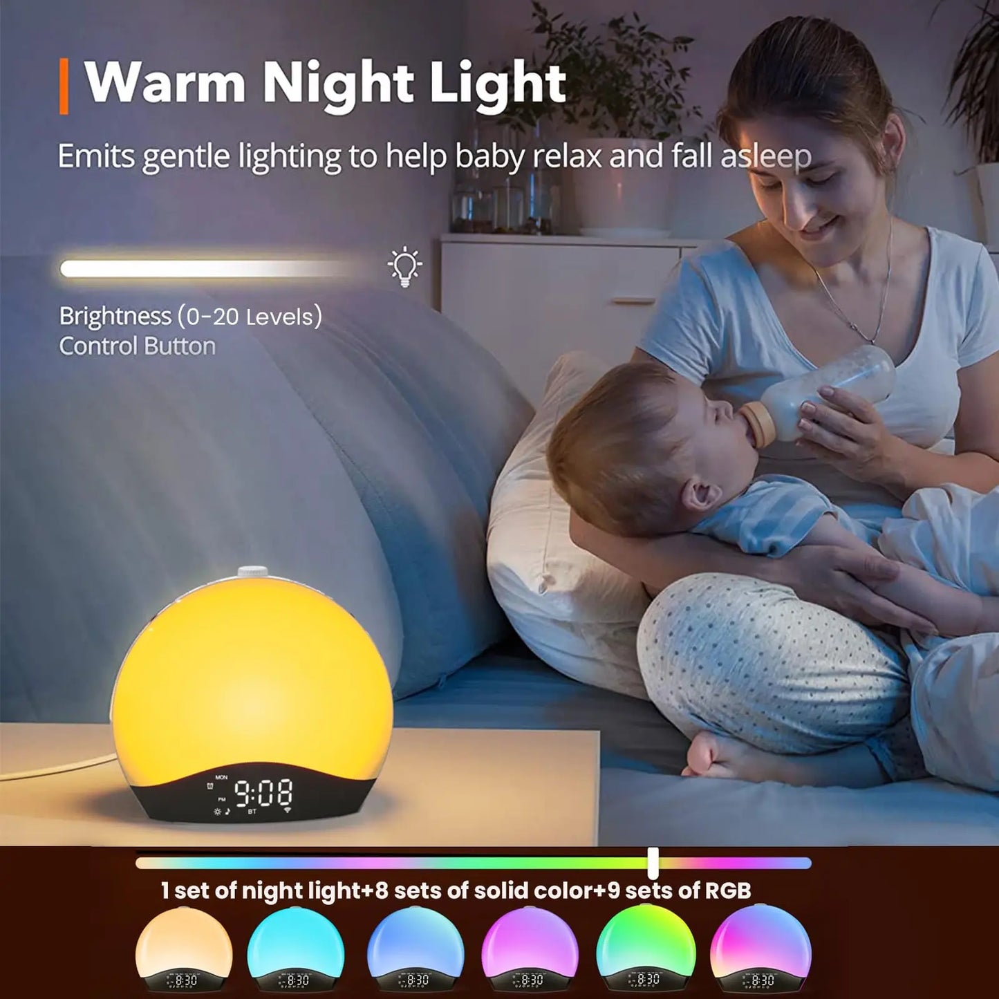Réveil Lumineux Bluetooth : Commencez vos journées en douceur avec une lumière imitant le lever du soleil et écoutez vos morceaux préférés grâce au haut-parleur Bluetooth intégré. Un réveil harmonieux pour un matin revitalisant.